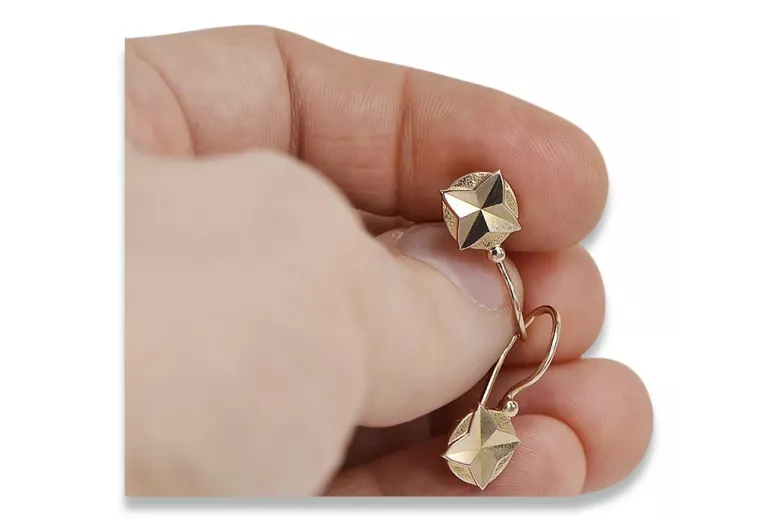 "Pure 14K Rose Pink Gold Vintage Leaf Earrings - Stoneless Original Vintage Design" ven089