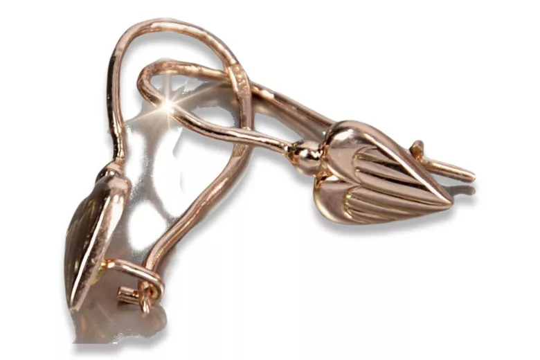 "Vintage-Inspired No Stone 14K Rose Gold Heart Earrings" ven090