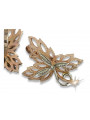 Vintage rose pink 14k 585 gold  maple leaf earrings ven096rw