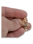 Russische Rose Rosa Sowjetische 14k 585 Gold UdSSR Ahorn Blatt Ohrringe ven096rw