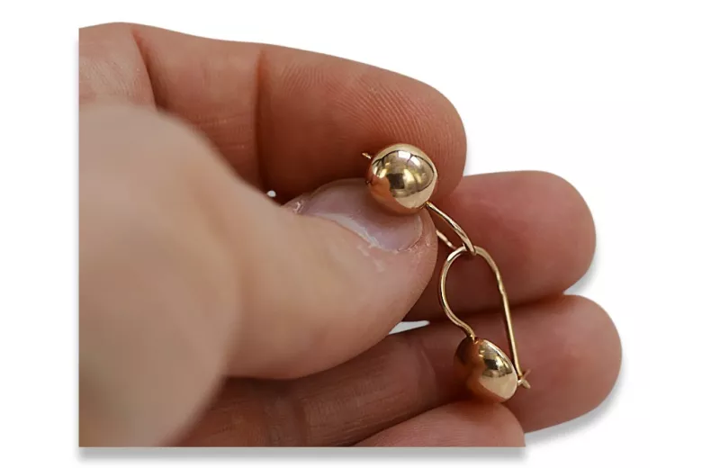 "Original Vintage 14K Rose Gold Ball Earrings - No Stones" ven178