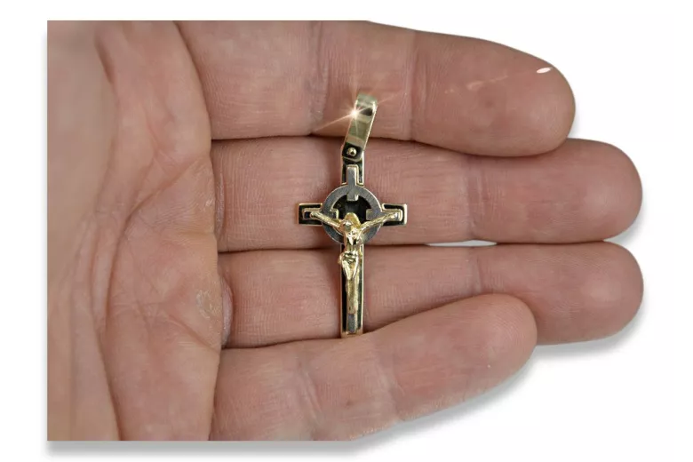 Exquisites Italienisches Vintage-Rosenkreuz aus 14K Gelb- und Weißgold ctc089yw