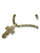 Italian yellow 14k gold Catholic cross & Cartier chain ctc023y&cc031y