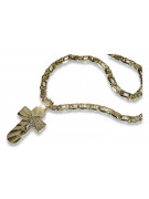 Italian yellow 14k gold Catholic cross & Cartier chain ctc023y&cc031y