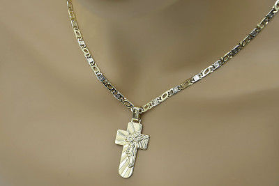 Italian galben 14k aur cruce catolică & Cartier lanț ctc023y&cc031y