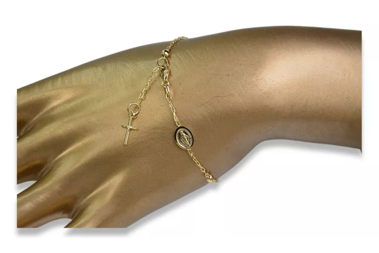 Pulsera★ rosario de oro rosa amarillo russiangold.com ★ Oro 585 333 Precio bajo