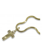 Amarillo 14k oro cruz católica cadena de serpiente ctc025yw &cc020y