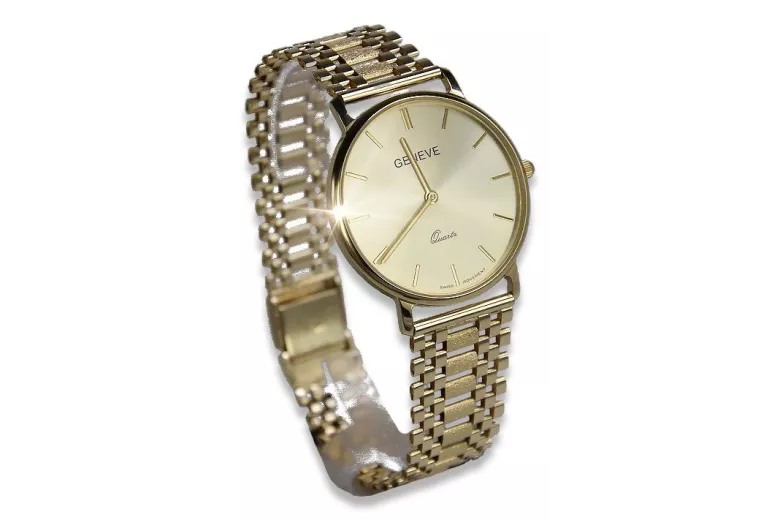 Gold men's watch Geneve ★ zlotychlopak.pl ★ Gold purity 585 333 Low Price!