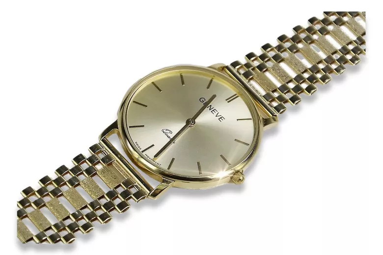 Gold men's watch Geneve ★ zlotychlopak.pl ★ Gold purity 585 333 Low Price!