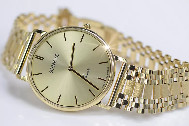 Gold men's watch Geneve ★ zlotychlopak.pl ★ Gold purity 585 333 Low Price!