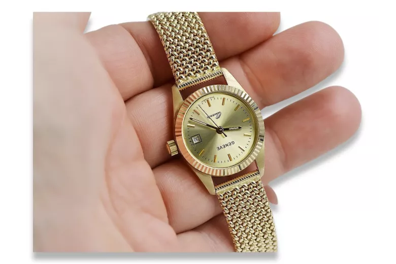 Gold men's watch Geneve ★ zlotychlopak.pl ★ Gold purity 585 333 Low Price!