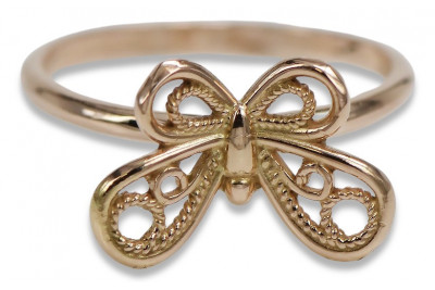 Radziecki 14k 585 złoty Rosyjski pierścionek z różowego złota vrn088