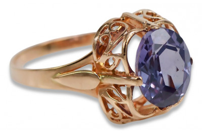 Russisch Sowjetrosa 14 Karat 585 Gold Alexandrit Rubin Smaragd Saphir Zirkon Ring vrc075