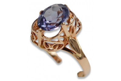 Russisch Sowjetrosa 14 Karat 585 Gold Alexandrit Rubin Smaragd Saphir Zirkon Ring vrc075