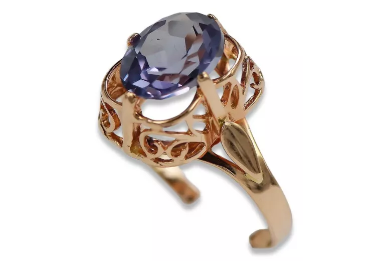 Russe soviétique rose 14k 585 or Alexandrite Rubis Émeraude Saphir Zircon bague vrc075