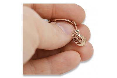 "Authentic Vintage 14K Rose Gold Leaf Earrings, No Stones" ven254