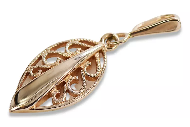 "Pendentif Feuille d'Époque en Or Rose 14 Carats 585, Pas de Pierres Incrustées" vpn081