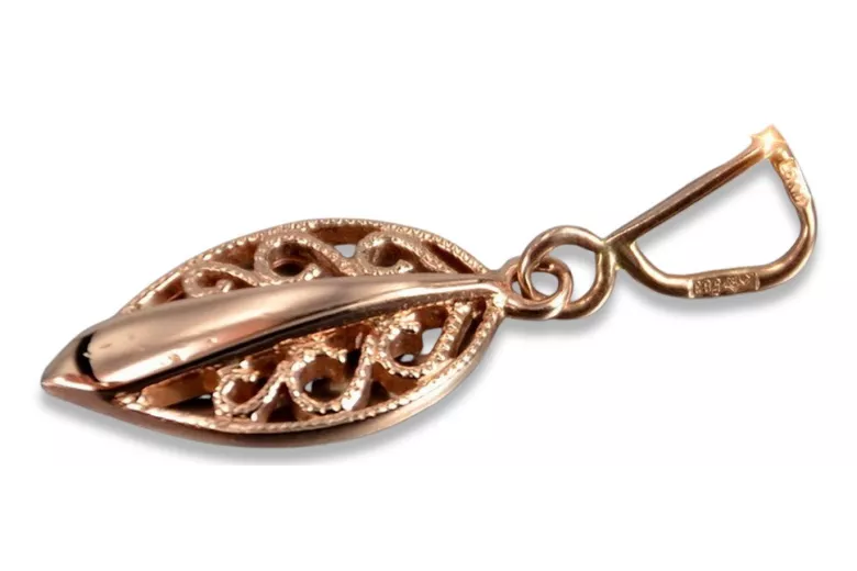 "Pendentif Feuille d'Époque en Or Rose 14 Carats 585, Pas de Pierres Incrustées" vpn081