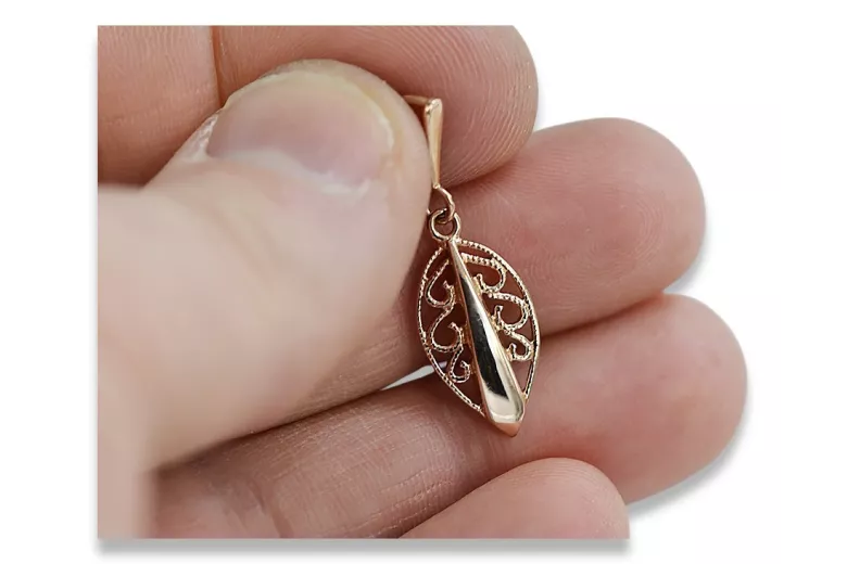 Vintage silver rose gold plated 925  Vintage leaf pendant vpn081rp