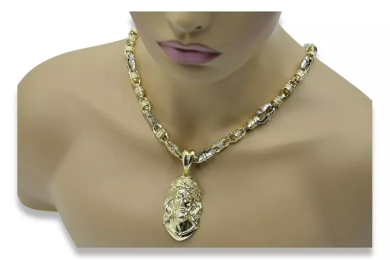 Gold God's medallion with a chain ★ zlotychlopak.pl ★ Gold 585 333 Low price