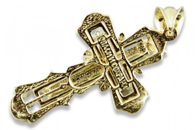Hochwertiges Italienisches 14K Gelb- & Weißgold Orthodoxes Kreuz OC010YW - Ideales Frauengeschenk Man!!!