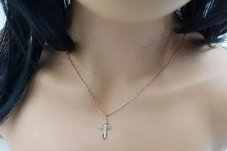 "Einzigartiges Vintage Rose 14k Roségold Orthodoxes Kreuz" oc019r