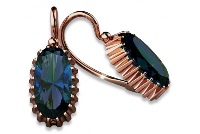 Boucles d’oreilles en or rose soviétique russe 14k 585 vec047 alexandrite rubis émeraude saphir ...