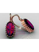 Vintage rose pink 14k 585 gold earrings vec047 alexandrite ruby emerald sapphire ...