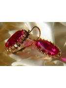 Vintage rose pink 14k 585 gold earrings vec047 alexandrite ruby emerald sapphire ...