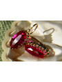 Vintage rose pink 14k 585 gold earrings vec047 alexandrite ruby emerald sapphire ...