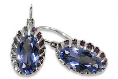 Silver 925 Alexandrite Ruby Emerald Sapphire Aquamarine Zircon ... Pendientes VEC064S