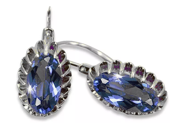  Silver 925 Alexandrite Ruby Emerald Sapphire Aquamarine Zircon ... Pendientes VEC064S