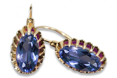 Vintage silver rose gold plated 925 Alexandrite Ruby Emerald Sapphire Aquamarine Zircon ... earrings vec064rp