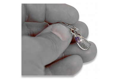 copie de russe soviétique argent rose plaqué or 925 Alexandrite rubis émeraude saphir aigue-marine zircon ... Boucles d’oreilles