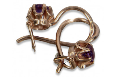 Ruso soviético rosa rosa 14k 585 pendientes de oro vec069 alejandrita rubí esmeralda zafiro ...