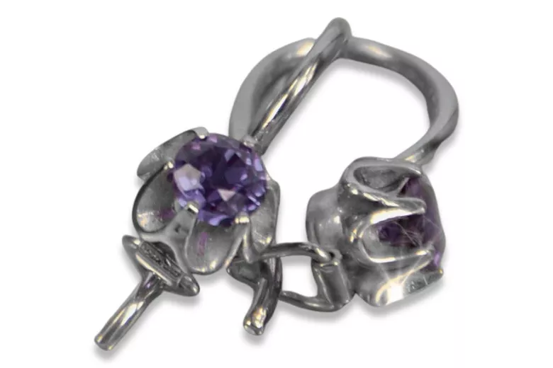 russe soviétique argent rose plaqué or 925 Alexandrite rubis émeraude saphir aigue-marine zircon ... Boucles d’oreilles