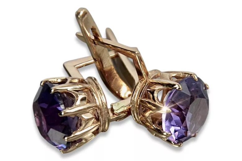 Vintage silver rose gold plated 925 Alexandrite Ruby Emerald Sapphire Aquamarine Zircon ... earrings vec070rp