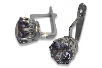 copie a rus sovietic de argint a crescut placat cu aur 925 Alexandrite Ruby Emerald Safir Aquamarine Zircon ... cercei vec070sgp