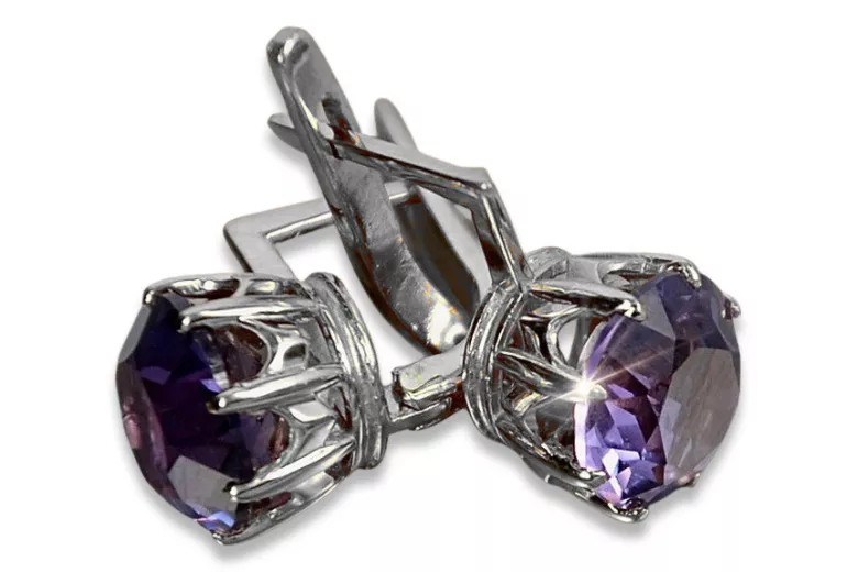 copie de russe soviétique argent rose plaqué or 925 Alexandrite rubis émeraude saphir aigue-marine zircon ... Boucles d’oreilles