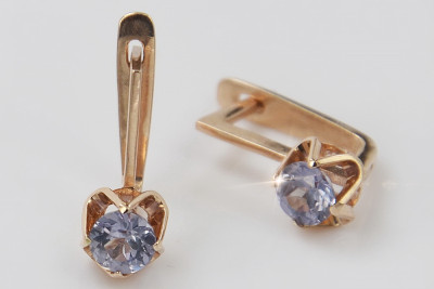 Ruso soviético rosa rosa 14k 585 pendientes de oro vec005 alejandrita rubí esmeralda zafiro ...