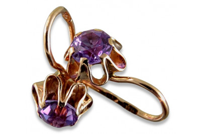 Boucles d’oreilles en or russe rose rose 14k 585 vec013 alexandrite rubis émeraude saphir ...