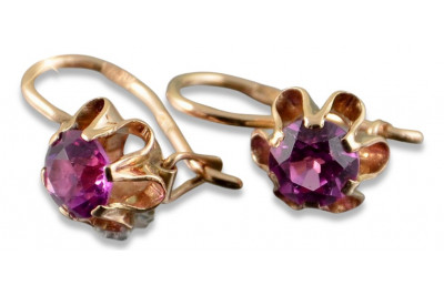 Boucles d’oreilles en or russe rose rose 14k 585 vec013 alexandrite rubis émeraude saphir ...