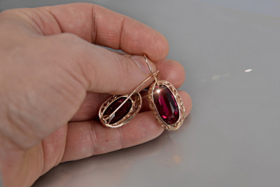 Vintage kolczyki z 14k 585 różowego złota vec014 aleksandryt rubin szmaragd szafir ...