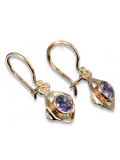 Boucles d’oreilles en or rose soviétique russe 14k 585 vec017 alexandrite rubis émeraude saphir ...