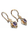 Boucles d’oreilles en or rose soviétique russe 14k 585 vec017 alexandrite rubis émeraude saphir ...