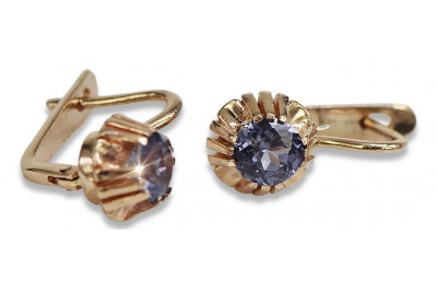 Vintage rose pink 14k 585 gold earrings vec027 alexandrite ruby emerald sapphire ...