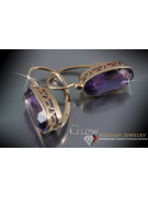 Boucles d’oreilles en or rose soviétique russe 14k 585 vec037 alexandrite rubis émeraude saphir ...