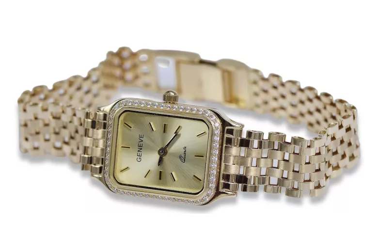 Gold men's watch Geneve ★ zlotychlopak.pl ★ Gold purity 585 333 Low Price!