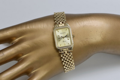 Goldene Herrenuhr Geneve ★ zlotychlopak.pl ★ Gold Reinheit 585 333 Niedriger Preis!