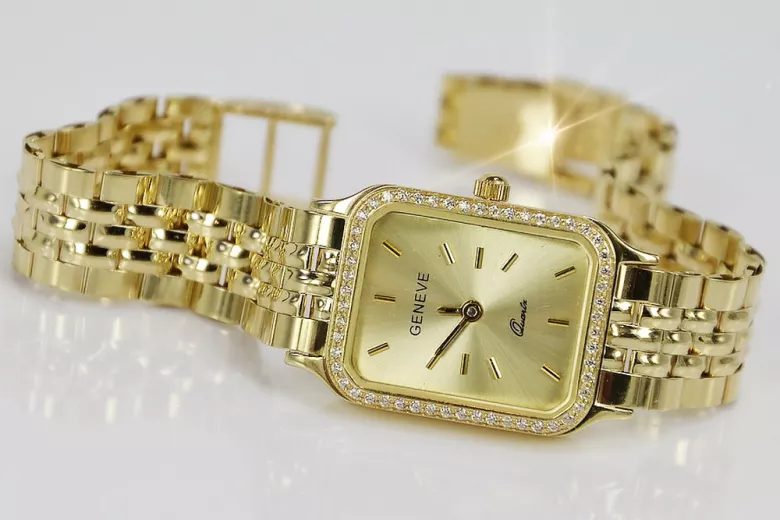 Goldene Herrenuhr Geneve ★ zlotychlopak.pl ★ Gold Reinheit 585 333 Niedriger Preis!